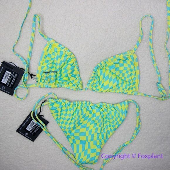New! Set! It’s Now Cool x Free People checkered wave bikini set size S - Picture 8 of 16